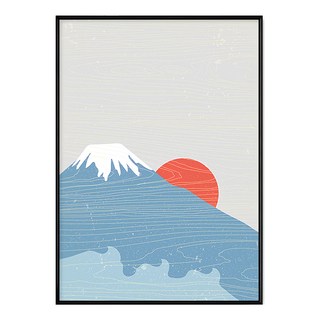 日出的富士山畫作 木框, 42 x 59.4cm, 木色