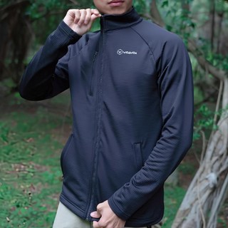 WOAWOA 3D網格刷毛立領保暖透氣外套 男款 舒適 適合戶外運動, 1入, 黑, M