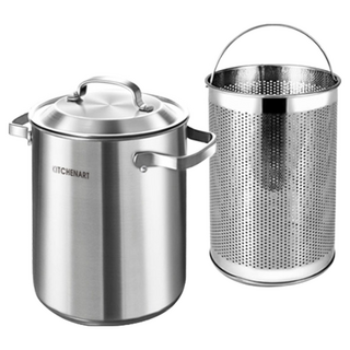 Kitchen-Art IH電磁爐適用 多功能高湯桶 附濾籃 外鍋22 x 16cm + 內層19.5 x 15cm, 22cm, 8805332969306, 1組