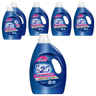 毛寶 PM2.5 除霉防螨抗菌 洗衣精 V型潔淨因子 奈米級洗淨 百里香精萃 棕梠油植物性配方 2200ml, 2.2kg, 6瓶