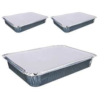 生活King 加蓋鋁箔料理盒 方形 - 鋁箔材質導熱快 加蓋保鮮 易收納, 3個, 1組