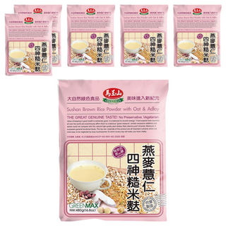 馬玉山 燕麥薏仁四神糙米麩, 無添加糖, 全素食, 480g, 6包
