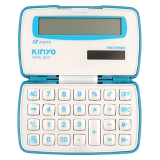 Kinyo 12位元折疊式計算機 90 x 56 x 15mm 50g, KPE-663, 1個