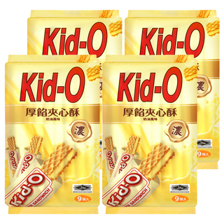 Kid-O 厚餡夾心酥分享包 奶油風味 酥脆威化餅 濃郁奶油內餡 獨立包裝方便分享, 171g, 4袋