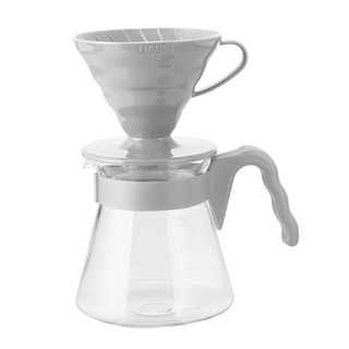 HARIO 好璃奧 V60手沖咖啡壺組 灰白色 VCSD-02-PGR, 700ml, 1組