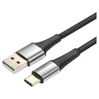 POLYWELL 寶利威爾 USB To Type-C 編織充電線 適用安卓手機 行動電源 PW15-W45-A346, 2m, 黑色, 1條