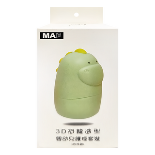 MAF 3D 恐龍造型嬰幼兒護理套裝四件組, 指甲剪/磨甲棒/剪刀/鑷子, 0-6歲適用, 王子綠, 1組
