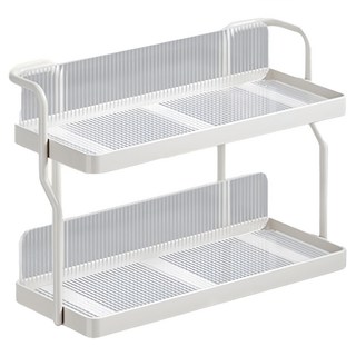 雙層調味罐收納架/壁掛置物架/金屬調味罐收納架/廚房收納架/瓶罐收納, 1個, 白色