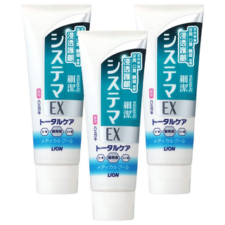 LION 獅王 Systema 細潔 台灣公司貨 浸透護齦EX牙膏 清涼薄荷, 130g, 3條