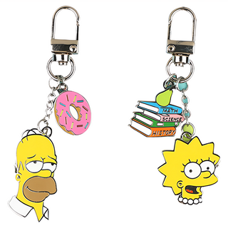 THE SIMPSONS 辛普森家庭 金屬鑰匙圈 (Homer Lisa) 荷馬 麗莎, 荷馬,麗莎, 2入, 1組