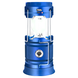 新錸家居 三代升級可拆換18650鋰電池 LED太陽能COB伸縮露營燈 2入, 掛勾設計 攜帶方便 USB充電, 藍色, 1組