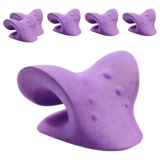 QIDINA C型頸椎按摩枕頸枕肩頸按摩枕 3C族低頭族救星, 紫色, 20.5 x 12 x 16cm, 6個