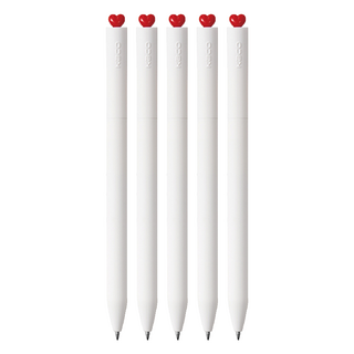 KaCO FIRST LOVE 初心旋轉中性筆圓珠筆組 0.5mm 書寫繪畫, 筆桿 初戀白 + 筆芯 黑色, 5組