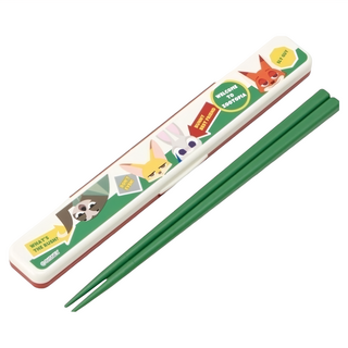 Skater 塑膠筷子 18cm, 動物方程式 綠色, 外盒 + 筷子, 1套