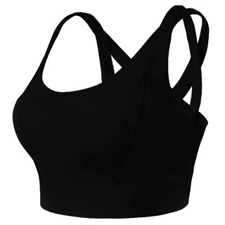 高強度集中美背運動內衣 時尚舒適 U型拼接, S(胸圍33cm 下擺30cm 衣長29cm), 黑色