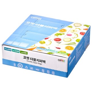 comet 雙層夾鍊袋 方形 60個 + 小 100個 + 大 40個, 方形 + 小 + 大, 200個, 1盒