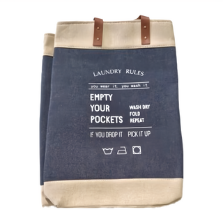 ZAKKA風 大容量多用途手提棉麻袋 深牛仔, 35 x 41 x 55cm