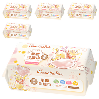 ONEDER 旺達棉品 洗臉巾, 小熊維尼, 5包