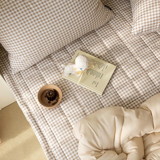 maatila Dessert 格紋薄床墊 保潔墊, 可可米色