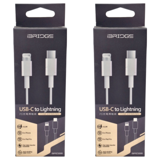 iBRIDGE USB-C to Lightning 充電傳輸線，適用於 iPhone iPad Pro，快速資料傳輸, 1m, IBA003, 2條