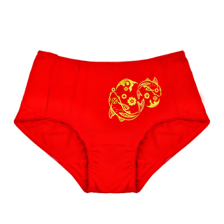 命運好好玩 富貴有魚福祿 女內褲 3件組 艾草精華, 紅色