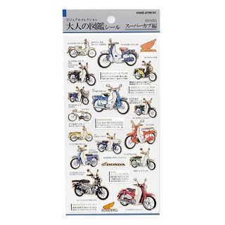 KAMIO 大人的圖鑑摩托車貼紙 成人繪本風，精緻圖案，10個一組, 1組