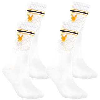 PLAYBOY 繽紛兔頭男中筒襪 2雙, 25~27cm, 白色