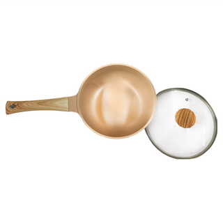 WOKY 沃廚 極簡日日溫潤陶瓷不沾鍋 炒鍋 含蓋 不挑爐具 IH適用 22cm 粉色, 1個