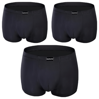 楠人社 超透氣涼感內褲 三件組 95%再生纖維素纖維 柔軟舒適 親膚面料, XL, 黑色