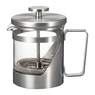 HARIO 好璃奧 胖胖銀濾壓壺300 120 x 115 x 145mm 300ml, 銀色 + 透明色, 1組