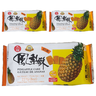 九福 素食鳳梨酥, 台灣經典果味烘焙, 酥鬆餅皮奶油香醇, 227g, 3袋