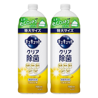 Kao 花王 Cucute 珂珂透 餐具洗碗精補充瓶 檸檬香, 700ml, 2瓶