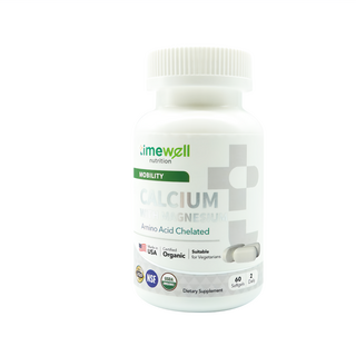 timewell 時光安好 胺基酸螯合鈣+鎂，全素配方，添加維生素，鞏固骨骼健康，60顆/罐, 1罐