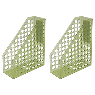 JUSKU 佳斯捷 珍珠龍雜誌架/公文架/文件架/L型架 24.3 x 10.3 x 31.5cm, 透明綠, 2組