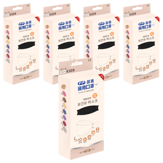 PERFECT 普惠醫工 韓版KF94 醫用口罩 成人款, 時尚黑, 10片, 5盒