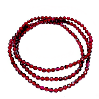 紫牙烏石榴石三圈手鍊, 紅色, 4mm