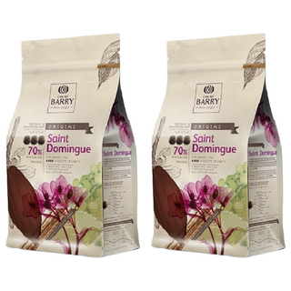 CACAO BARRY 可可巴芮 聖多明尼克 70% 苦甜調溫巧克力 適合表面批覆 巧克力磚, 1kg, 2包