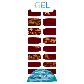GLOSSYBLOSSOM Gel Shine Strips 美甲貼 Set Contemporary 20 Double-ended strips, 點金酒紅, 1組