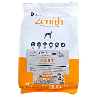 Zenith 鮮力士 全齡犬 頂級無穀軟飼料, 羊肉 + 雞肉, 3kg, 1袋