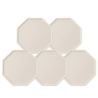 FLaiTO 矽膠多邊形杯墊 象牙白色 5入, 11 x 0.2cm