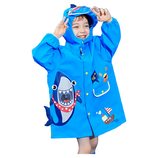 愛北鼻 兒童立體造型雨衣 小海盜鯊魚 L(建議90~115cm)