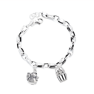 財神小舖 財富滿盆 招財貓 925純銀手鍊 招財納福 幸運飾品, SB-1003, 14~19cm