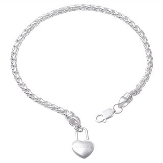 MARIGOLD 美爾朵 海上心鎖愛心粗手鍊 925純銀, 18cm, 銀色