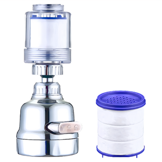 水龍頭過濾器 Set 3個 不鏽鋼+PP, 1組, 三檔過濾水龍頭12.5 x 5.2cm 過濾棉直徑3cm x 3.5cm