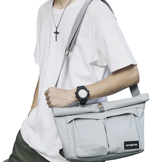 E.City 韓版可捲摺大容量防震數位單肩包, 灰色