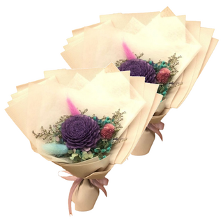 A-ONE 匯旺 大紫索拉玫瑰花 藍紫色繡球花 永生花束 Set, E款 彩色