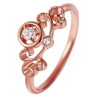 Sayaka 紗彌佳 女款 戀戀風情古典鏤空雕花紅寶石鑲鑽開口戒