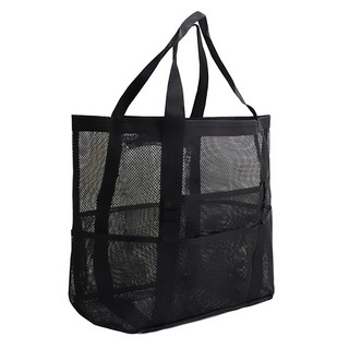時尚分隔大容量沙灘袋, 玩具收納袋，尼龍材質, 43 x 39 x 20cm, 黑色