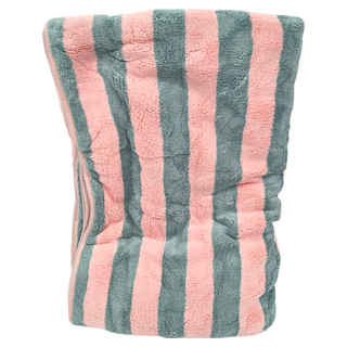 FANCY LIFE 珊瑚絨浴巾, 藍粉條紋 140*70cm, 1條