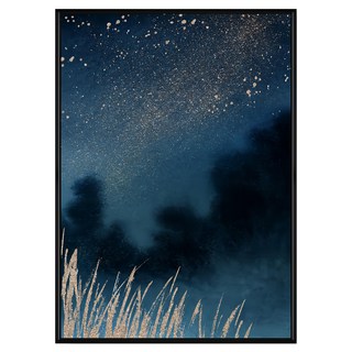 菠蘿選畫所 星空山林掛畫 40 x 30cm 畫框 居家裝飾藝術品, 黑色